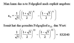 Berechnung des n-ten Gliedes